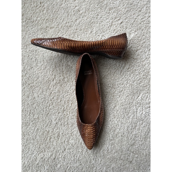 Stuart Weitzman Snakeskin Brown Pointed Flats - Picture 5 of 8